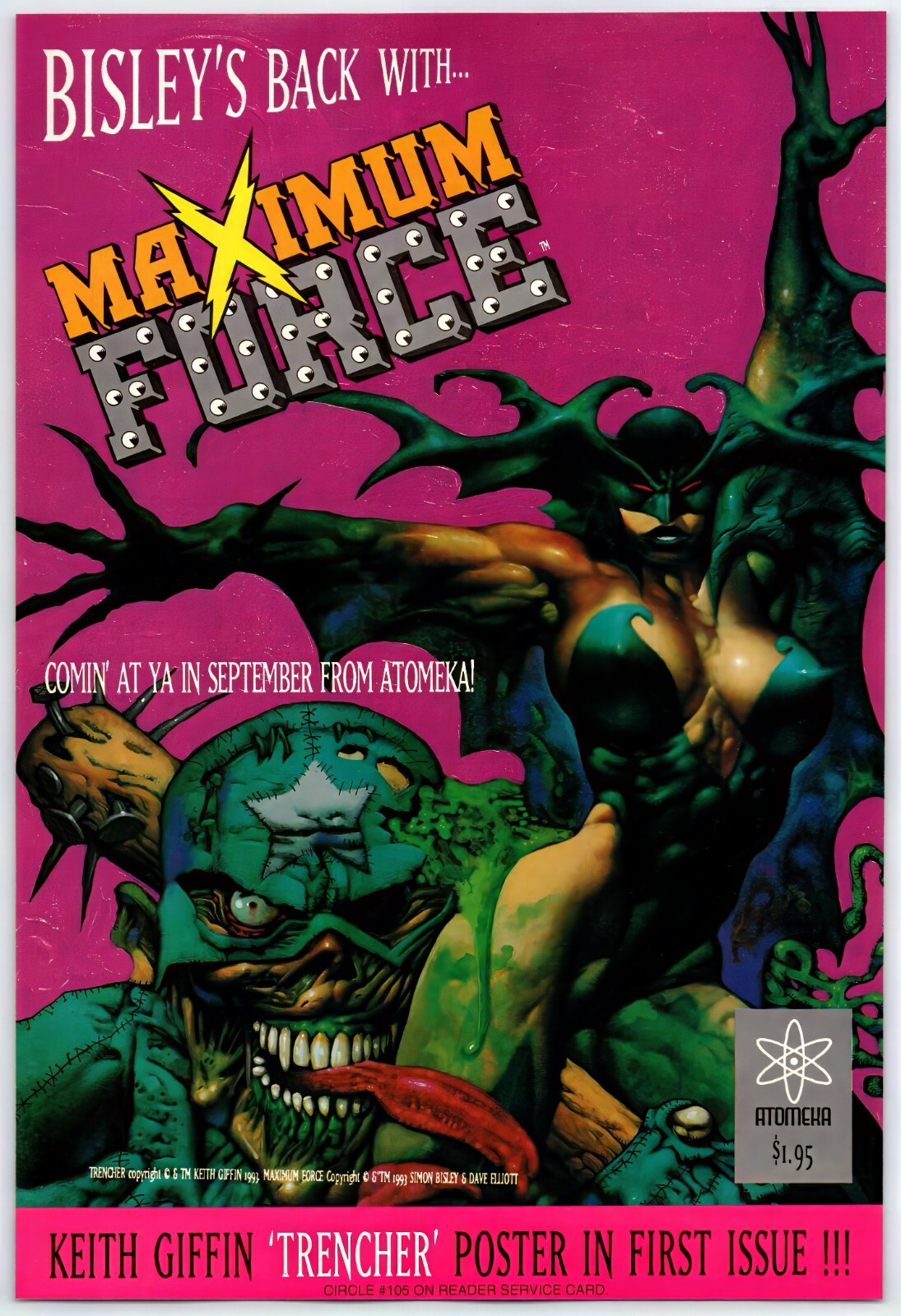 Vintage Print Ad 1993 Maximum Force Comic Simon Bisley Original Promo Poster Art