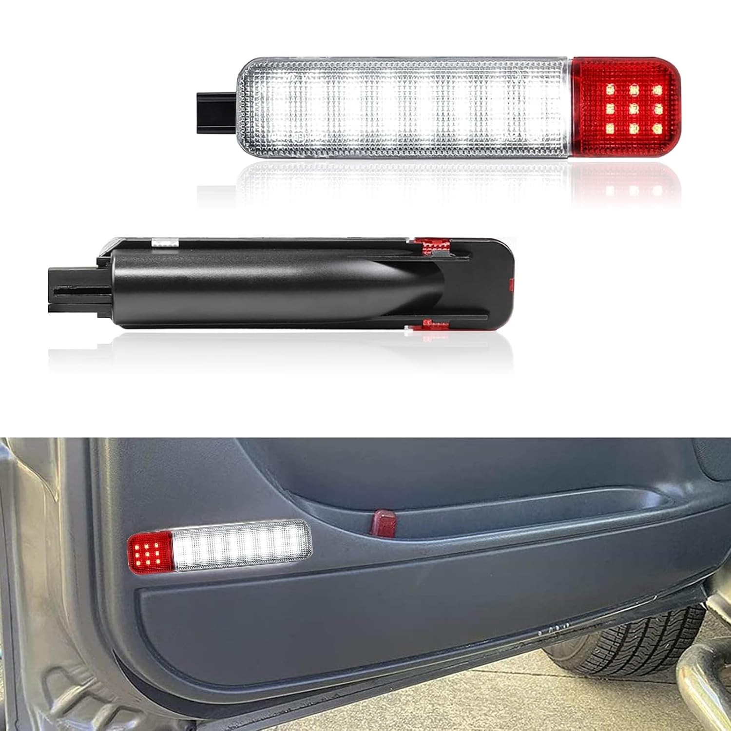 Pack-2 Car Door Panel Courtesy Light, 6.18″ x 1.26″ x 1.22″ High Brightness Side