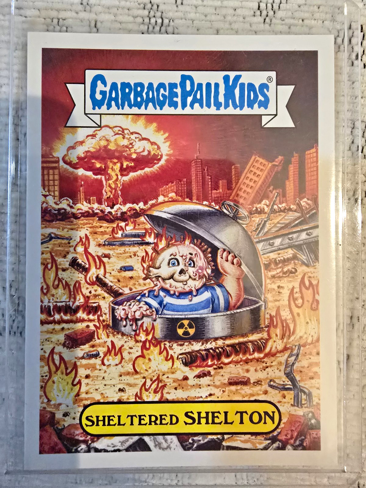 Topps 2017 Garbage Pail Kids Nuclear Sticker 12a Sheltered Shelton Sticker Card