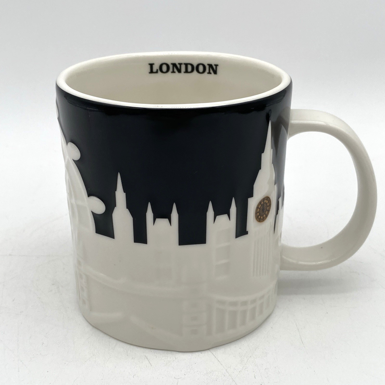 Starbucks London 3D Mug Relief City Skyline 16 oz Black White Collector Series
