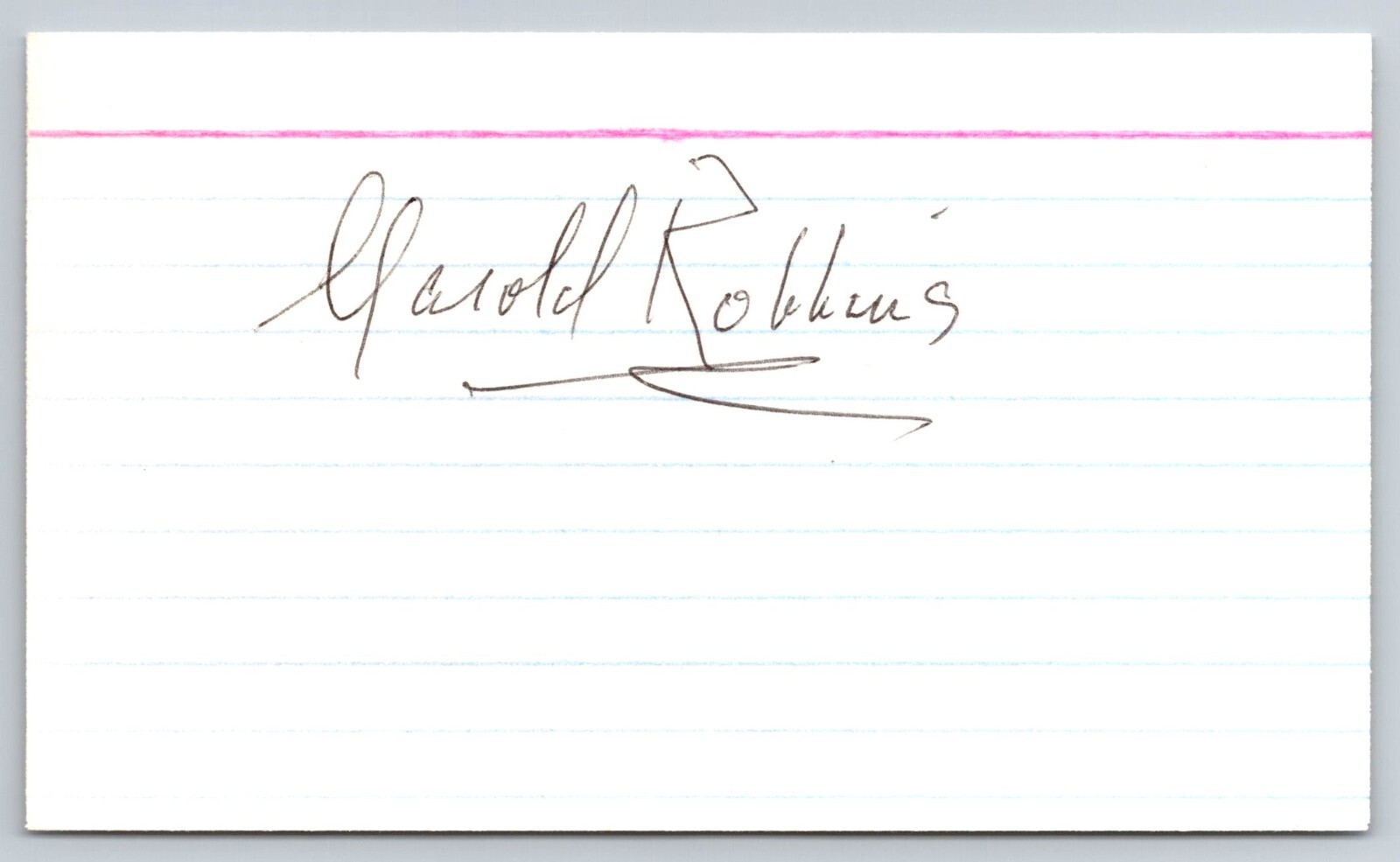 Harold Robbins Hand Signed Index Card – Author