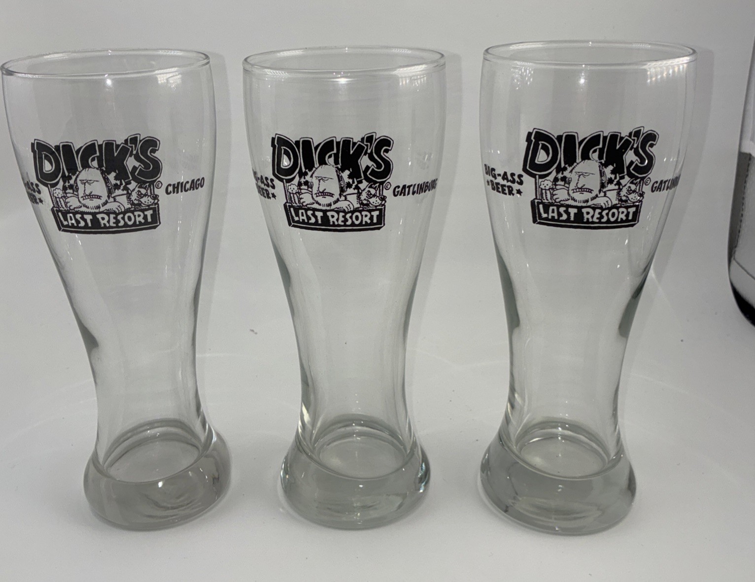 3 Dicks Last Resort Big Ass Beer Glasses 2 Gatlinburg 1 Chicago