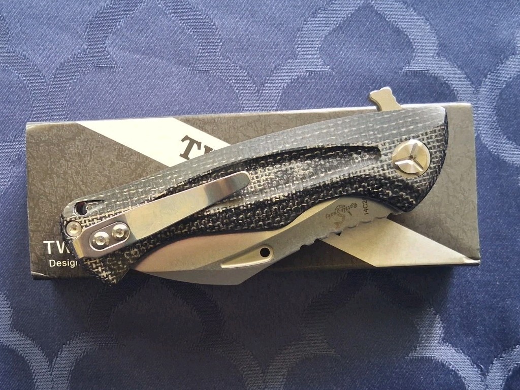 *NEW*🔥 TWO SUN – w/Black Micarta Handle & 14C28N Blade (TS202) *US SELLER!*