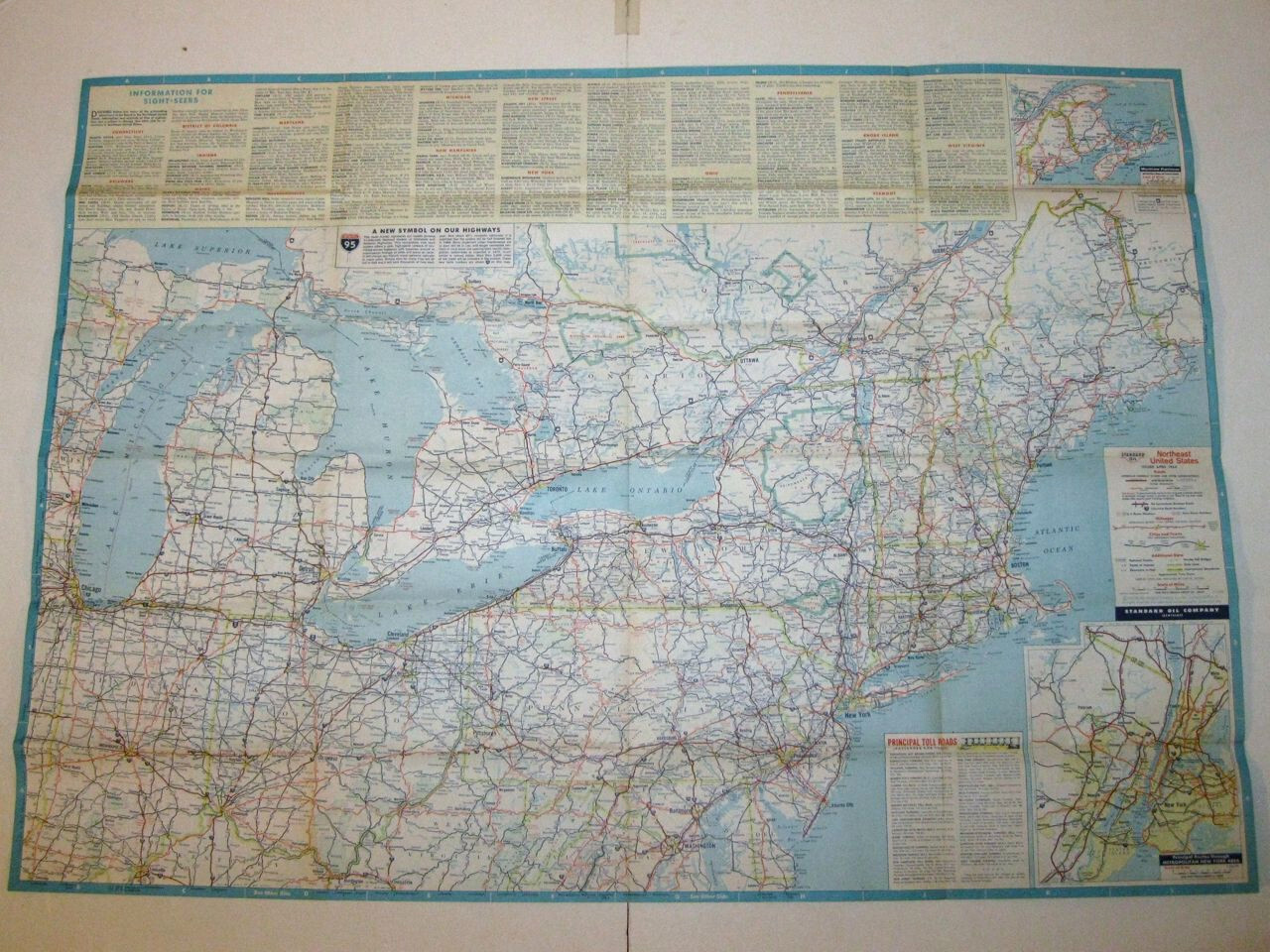 Vintage 1964 STANDARD OIL Eastern UNITED STATES & Canada INTERSTATE Road Map!