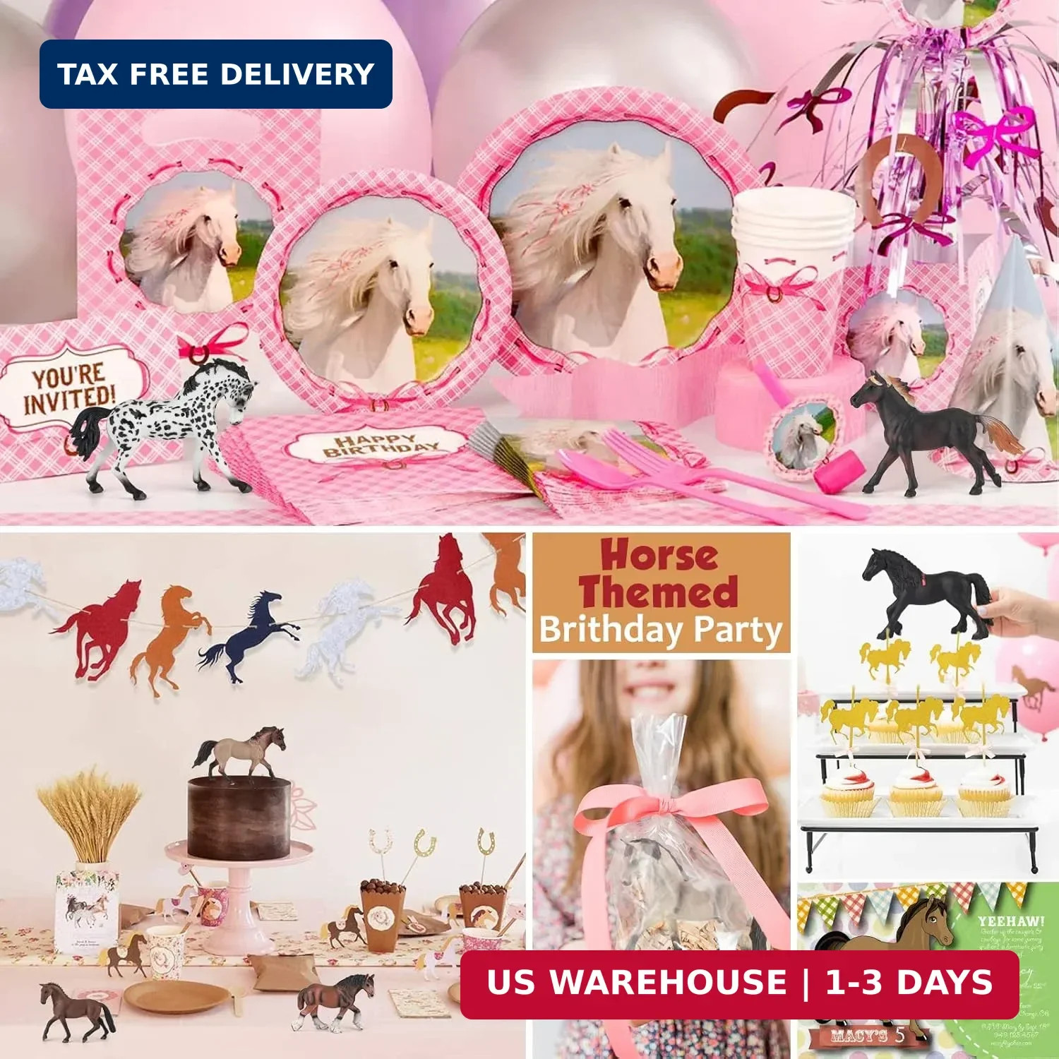 Divwa 8 Pieces 6” Plastic Horse Figure Toy Set for Girl,Big Realistic Horse Toy
