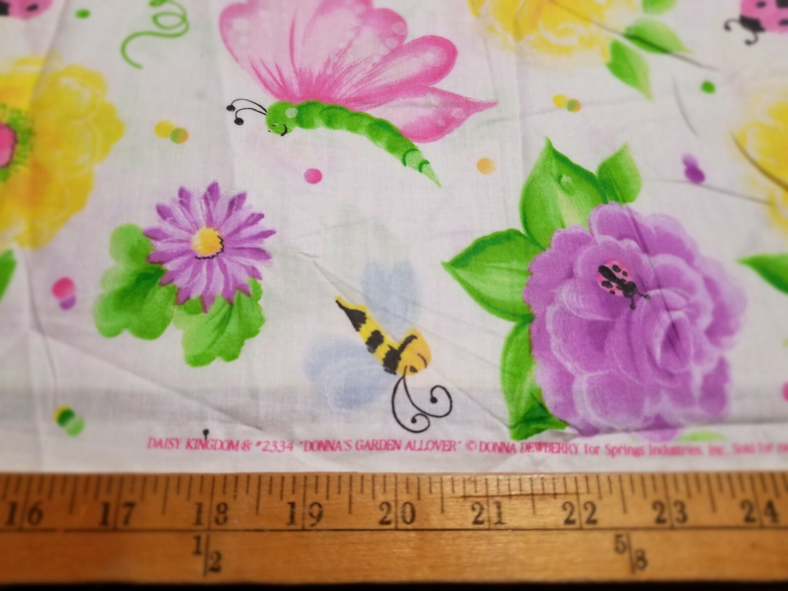 VTG Daisy Kingdom Donna’s Garden Allover Fabric Flower Butterfly BY HALF YARD