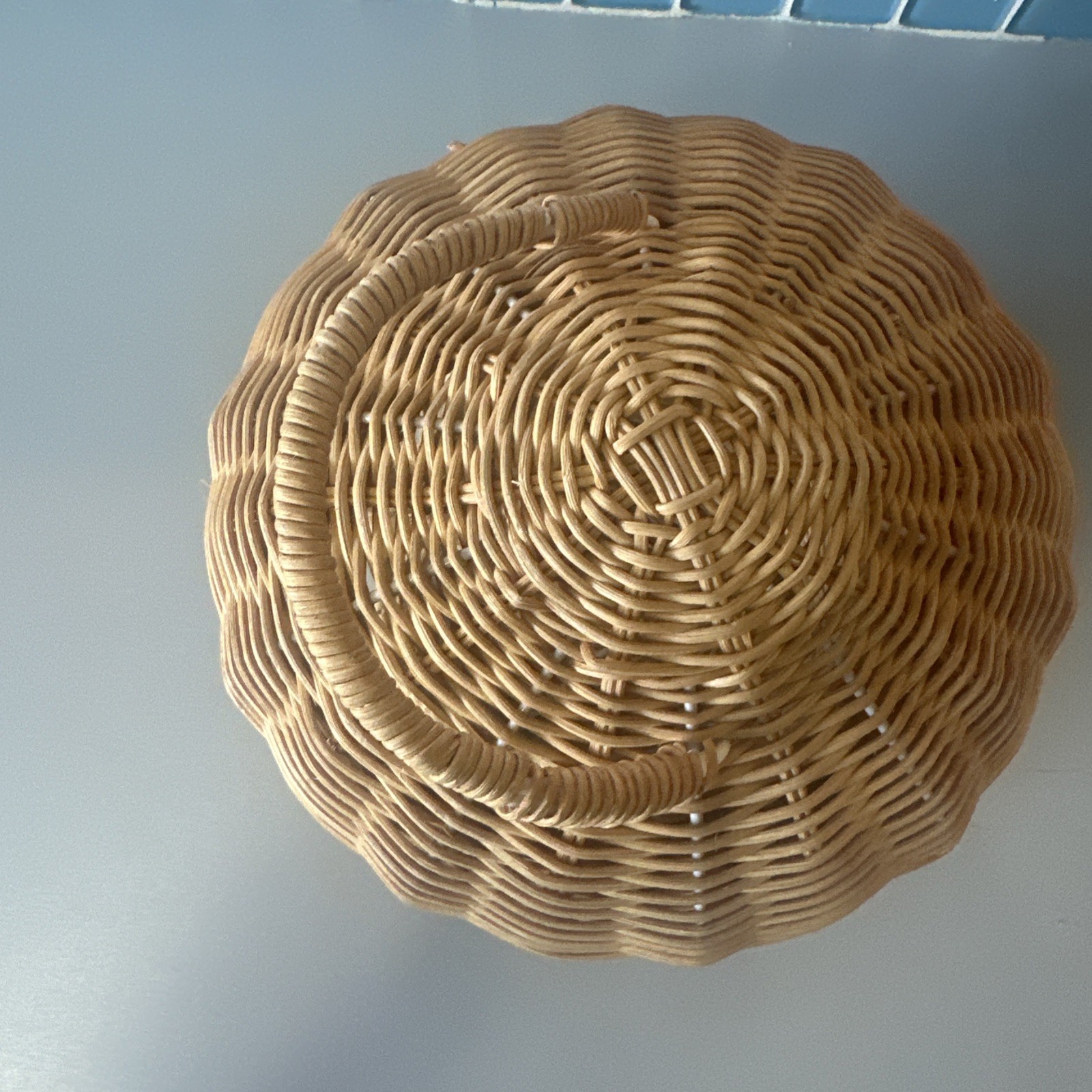 Wicker Mushroom Basket W/Hinged Lid. Gnome Fairy Doll House Door & Windows