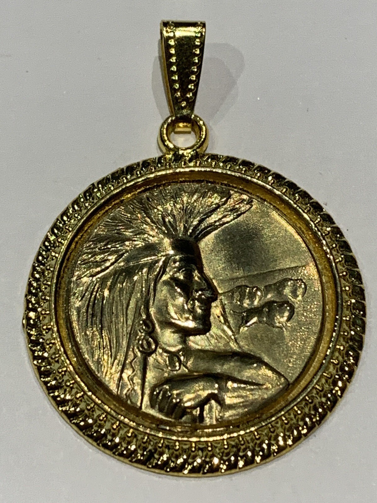 40% Off *HANDCRAFTED VINTAGE NATIVE AMERICAN CHIEF PENDANT.brass-NEW