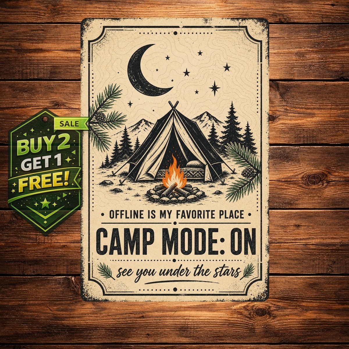 No Therapy Just Camping Funny Quote Metal Sign Outdoor Wall Decor