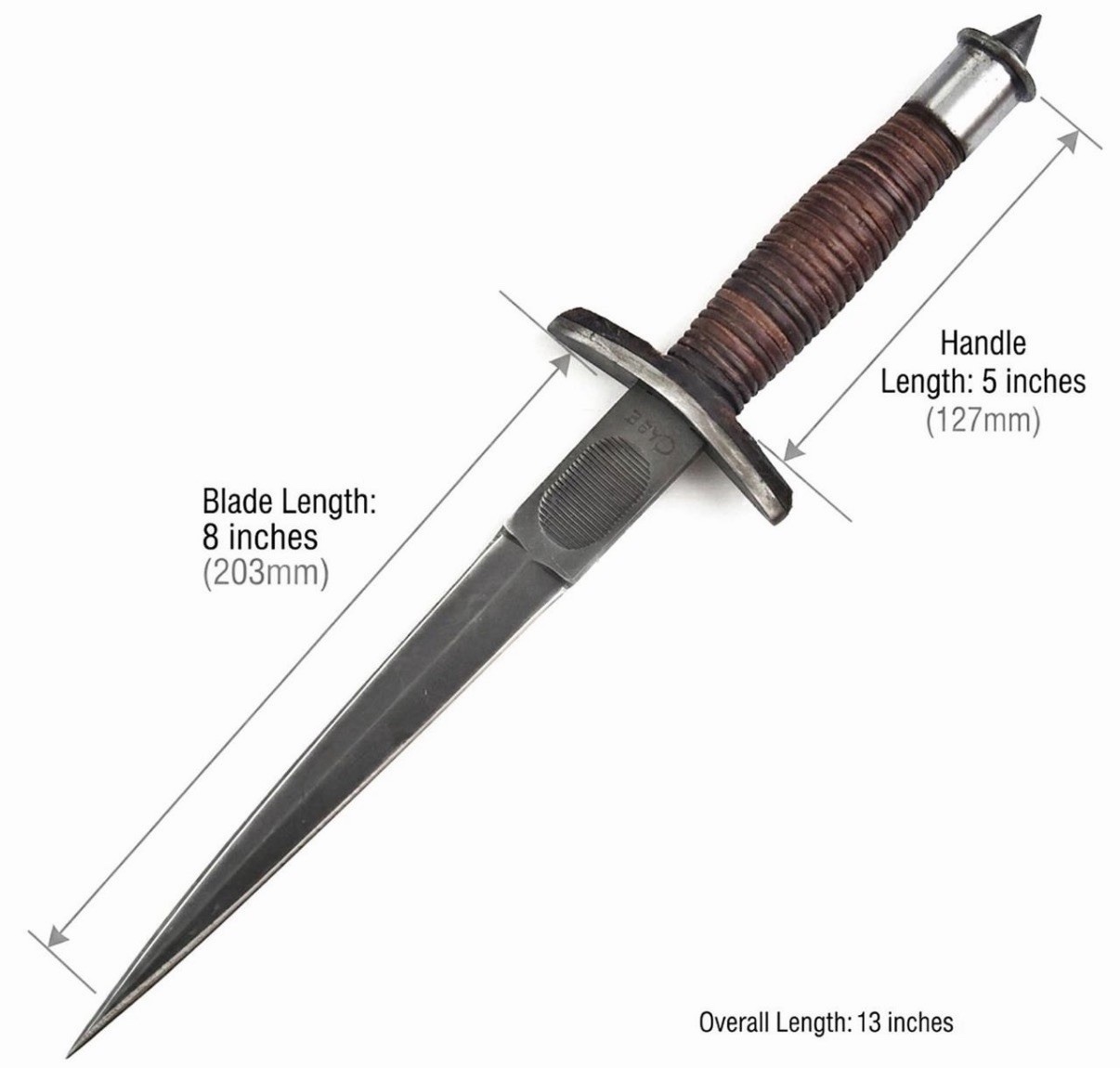 CASE V-42 US Forces WWII Dagger Double Edge Knife Devil’s Brigade Leather Handle