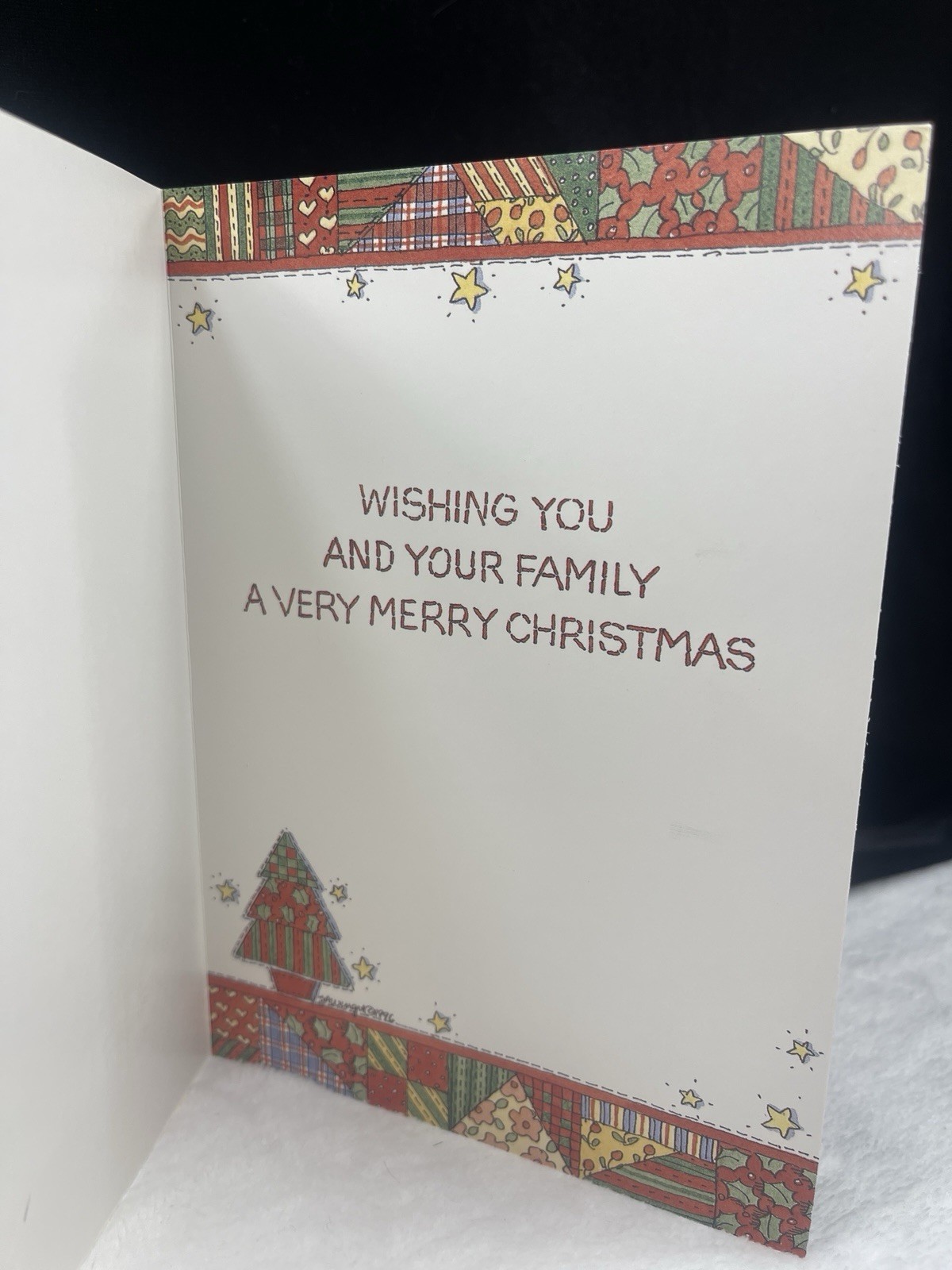 2 Winget & Buck Baldwin Patchwork Christmas Cards Lang Seasonal Santas Merry