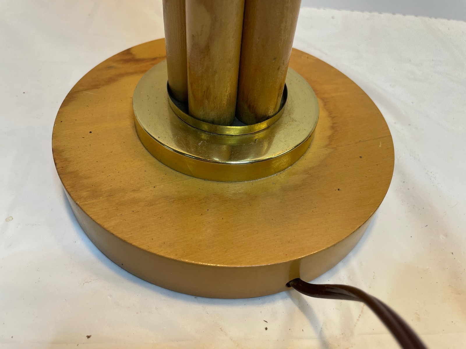 Vintage Rattan Bamboo Table Lamp Boho Mid Century Modern Russell Wright Style