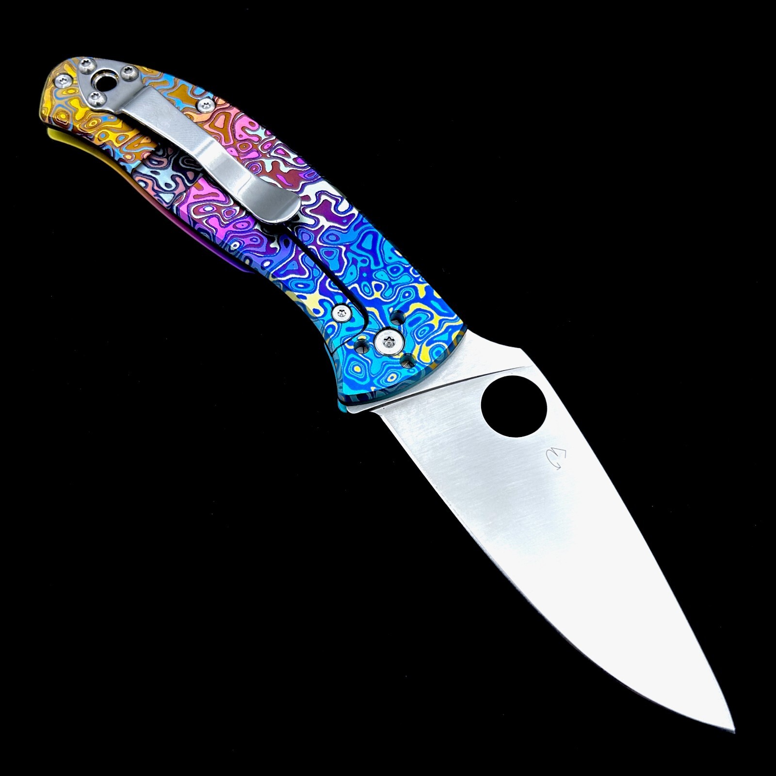 Spyderco Tenacious Knife C122TIBLP Satin Plain Edge Blade Flomascus Ano Titanium