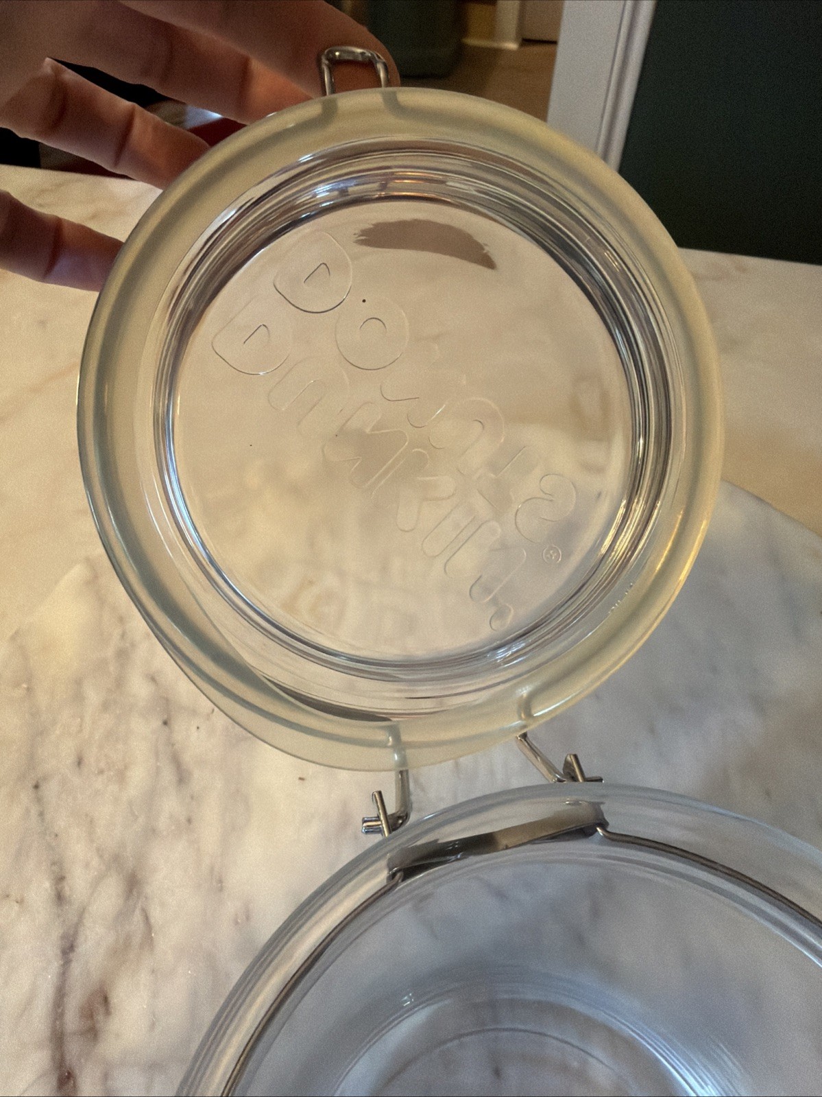 Vintage Dunkin’ Donuts Clear Airtight Ground Coffee Canister With Scoop Holder