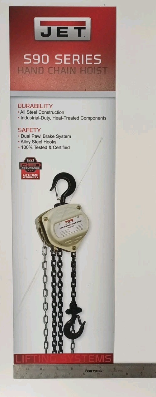 JET S90 SERIES 1-TON HAND CHAIN HOIST Salesman Hardware Store Advertising RARE