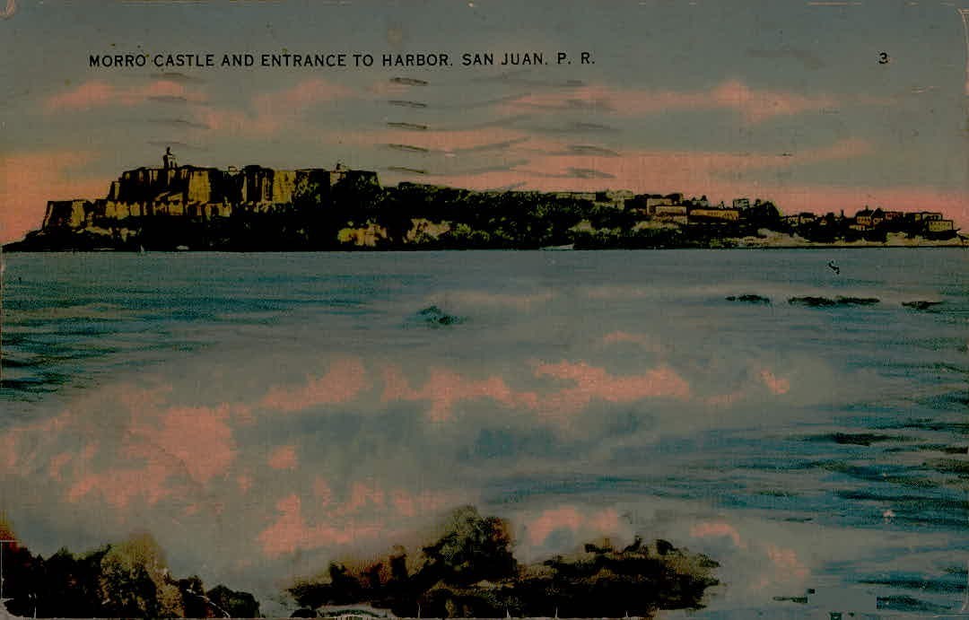 1940 San Juan Puerto Rico Morro Castle Linen Postcard Matias Photo Shop