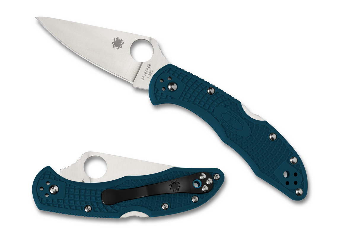 Spyderco Knives Delica 4 Lockback Blue FRN K390 Microclean Steel C11FPK390