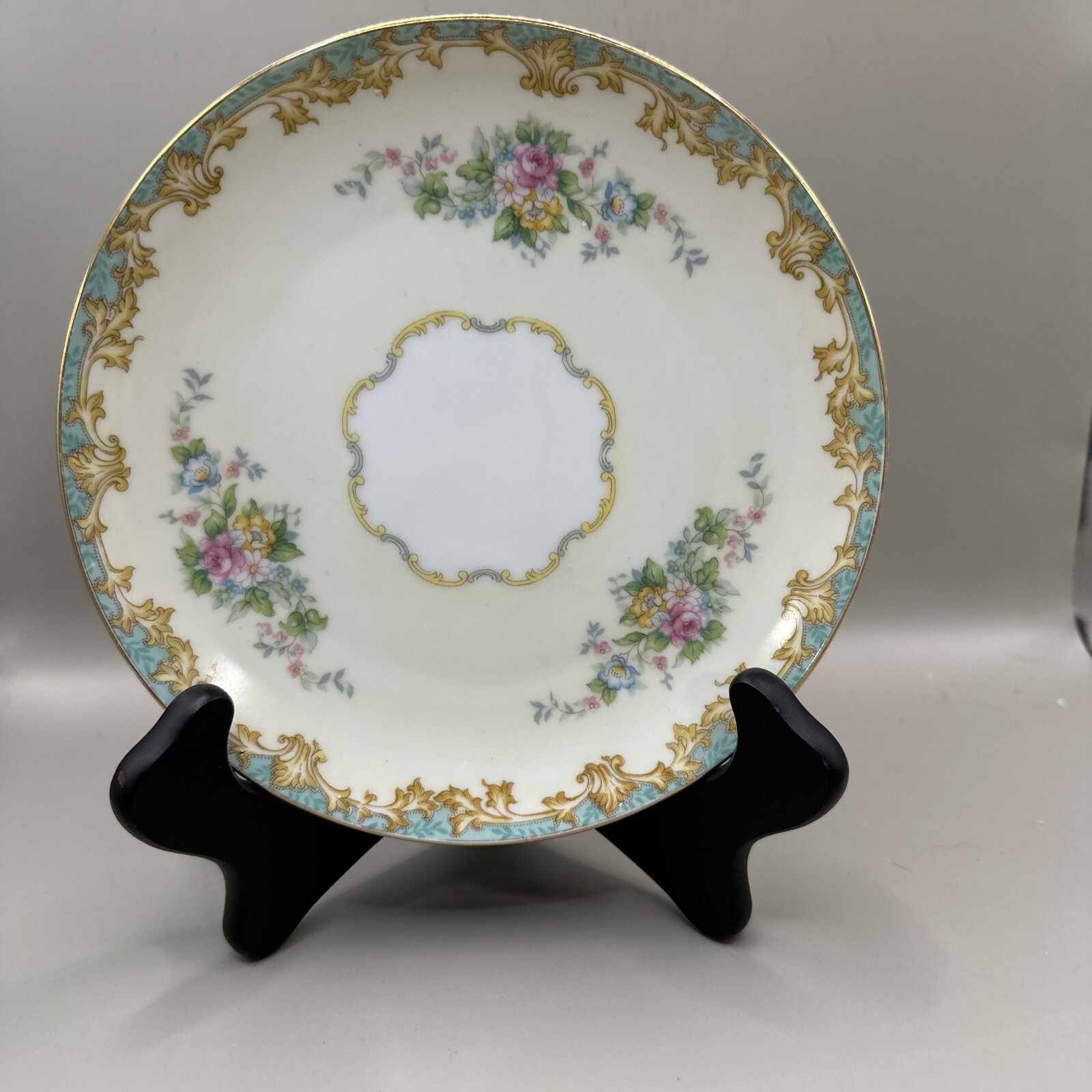 Noritake Adela Dessert Plate Gold Rim M Backstamp 6.75” Vintage