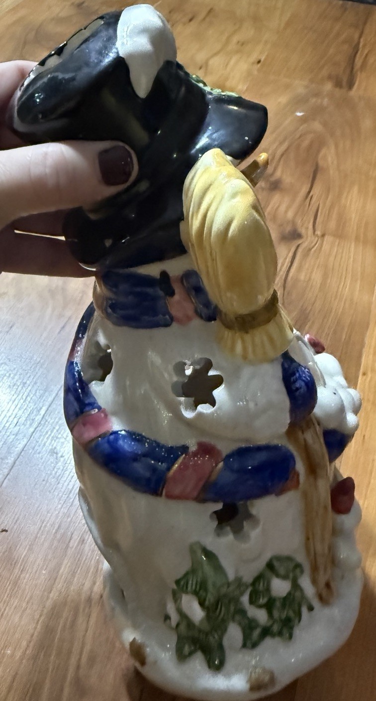 Home & Garden Party Snowman 11″ Tealight House Item Ceramic Christmas Winter