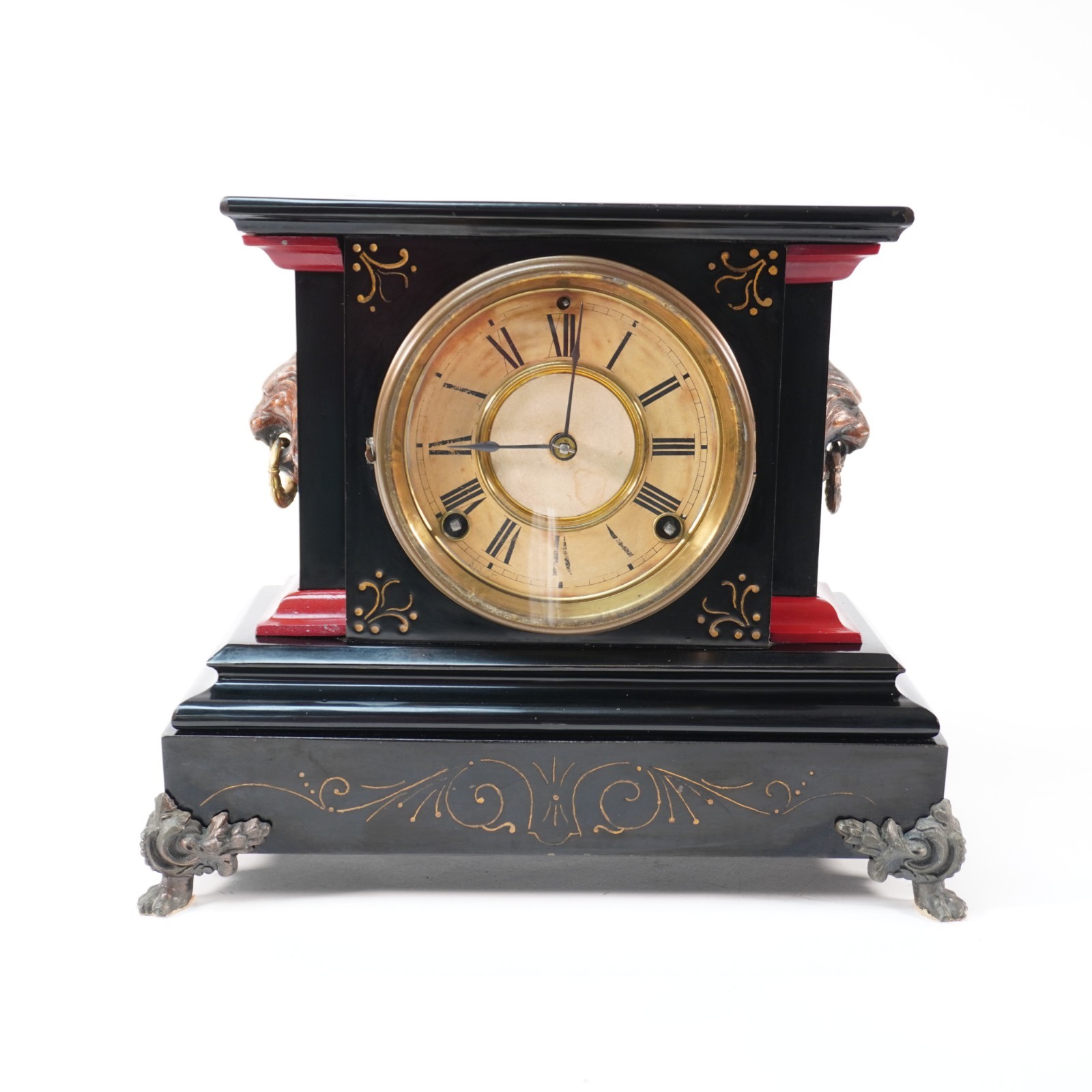 Antique Victorian Ansonia New York iron body clock