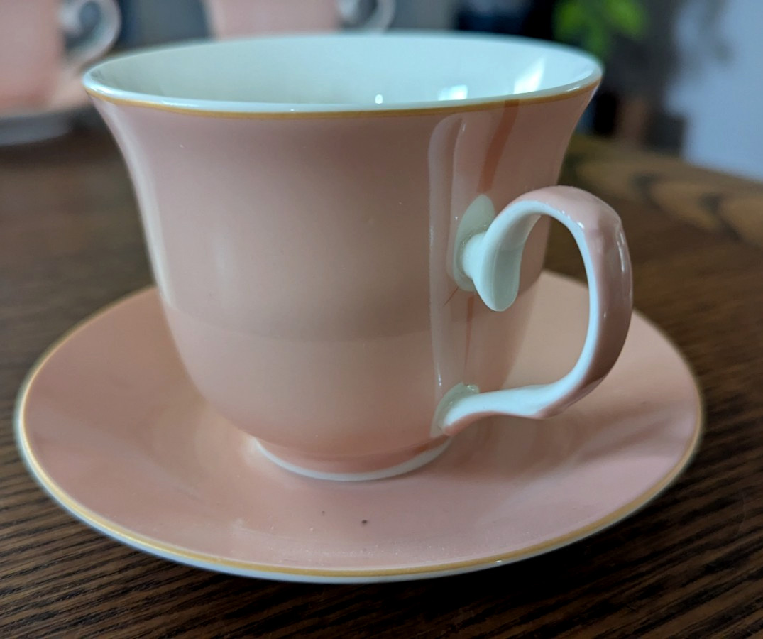 New TEA CUPS/SAUCERS – Pink & Blue – Premium Selection Lot of 6 BEAUTIFULL!!