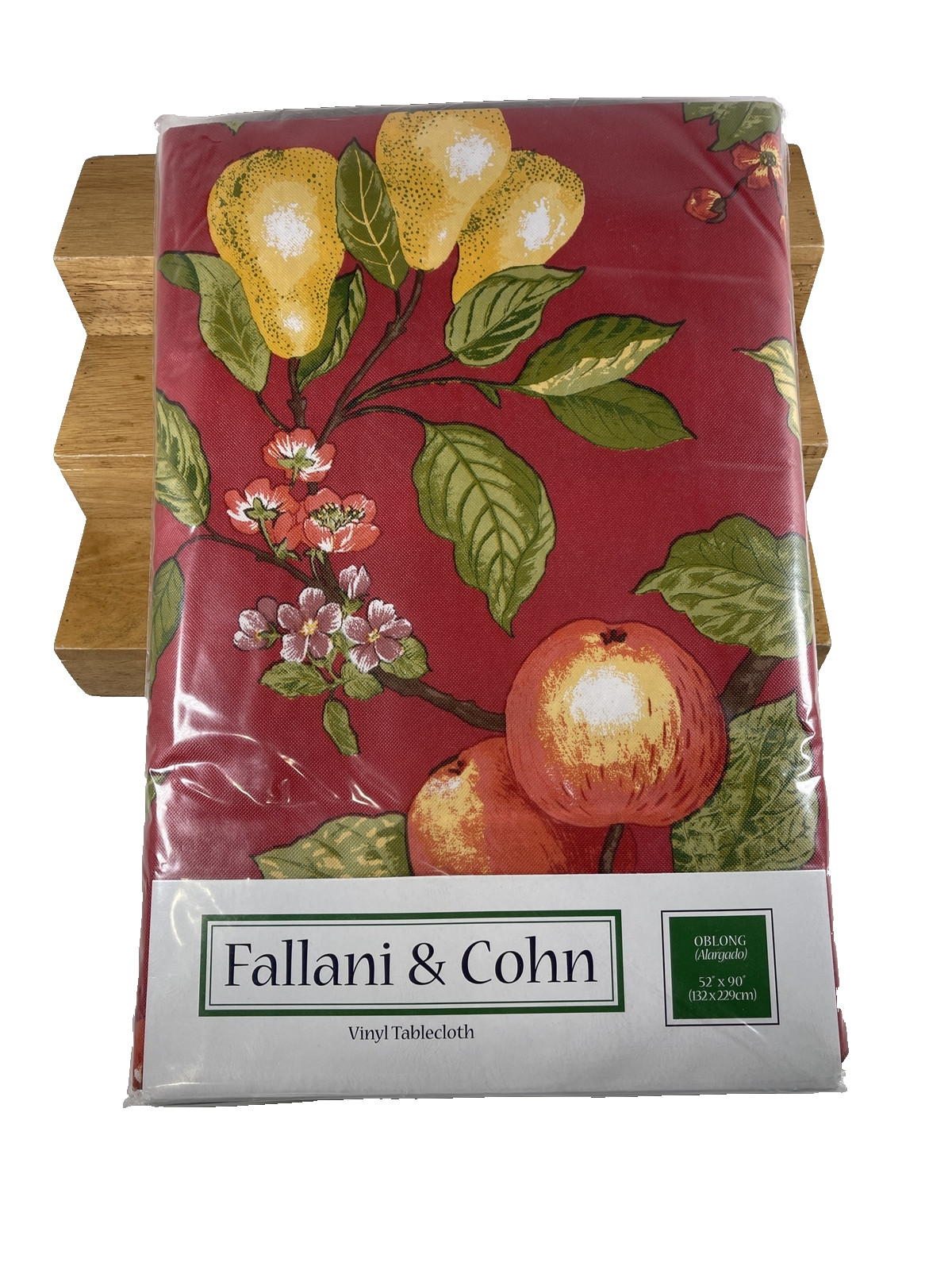 NOS Fallani & Cohn Vinyl/Poly Back Tablecloth 52”X90” EDENS GATE- FRUIT