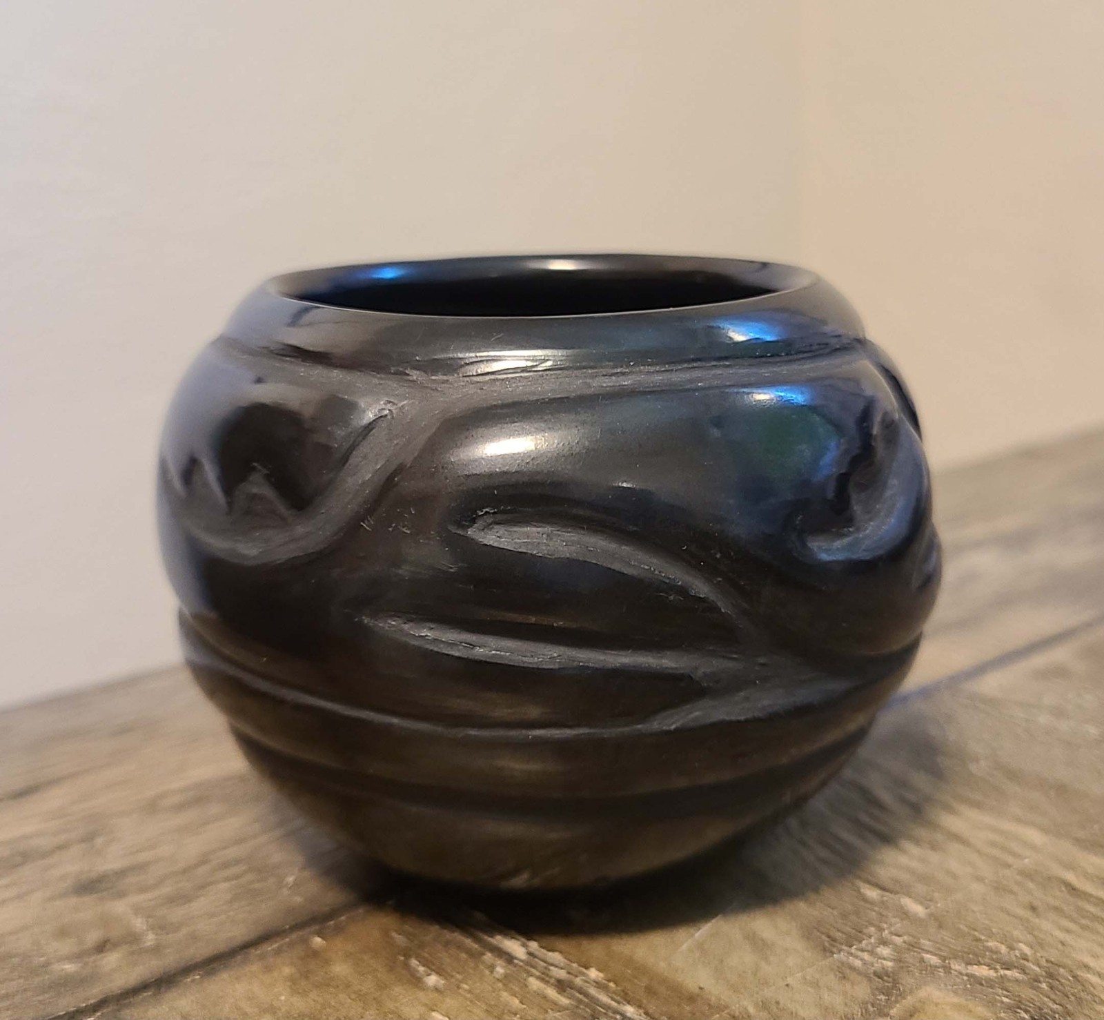 Santa Clara Black Pottery Bowl by Celes and Evelyn (Tafoya family)