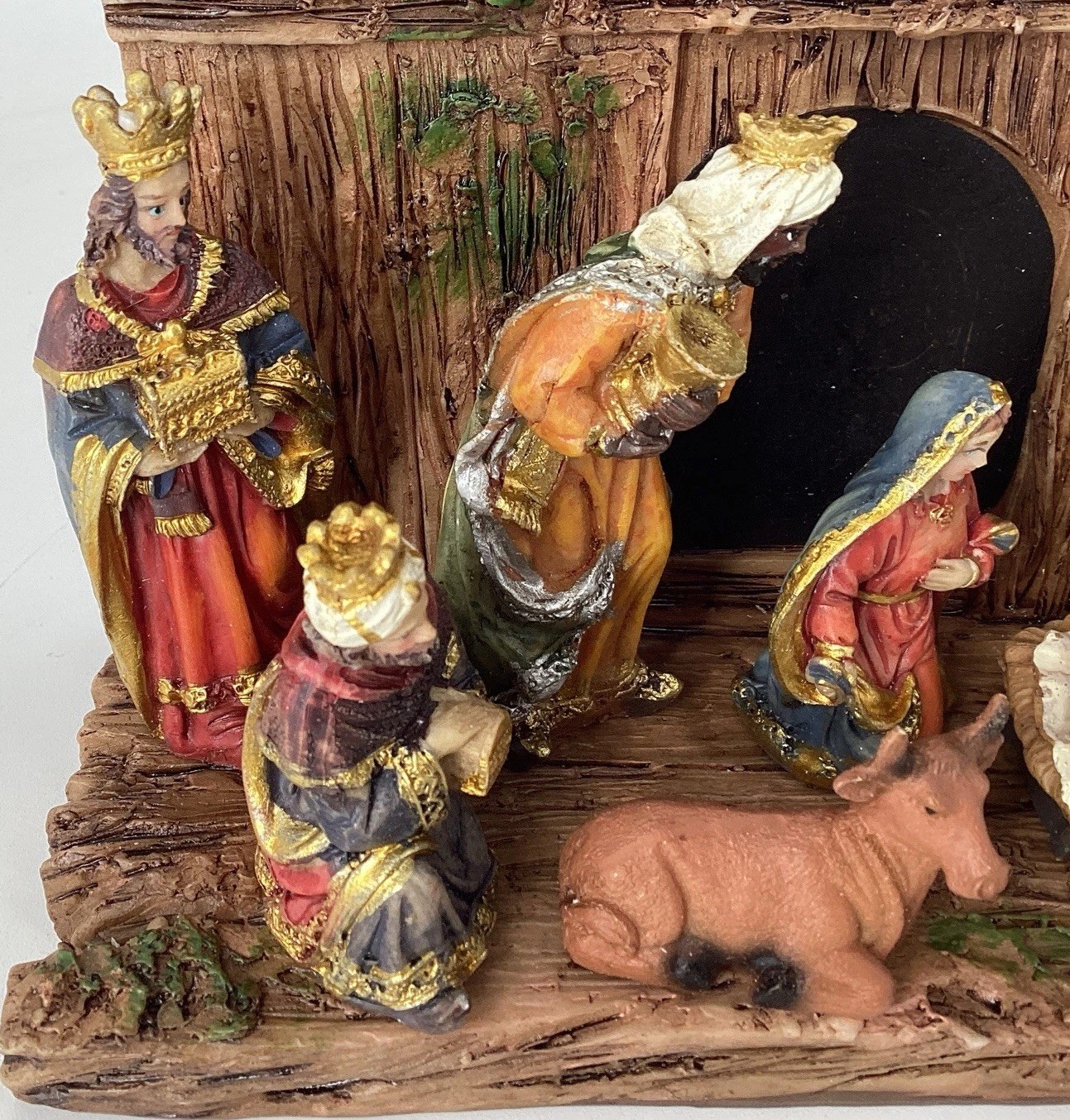 Kirk Adler Christmas Nativity Set With Stable, 12-Piece Set Resin Jesus Manger