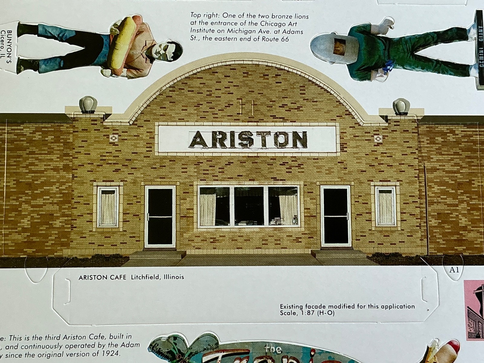 Aniston Cafe Litchfield IL Route 66 self standing paper cut out Free S&H!