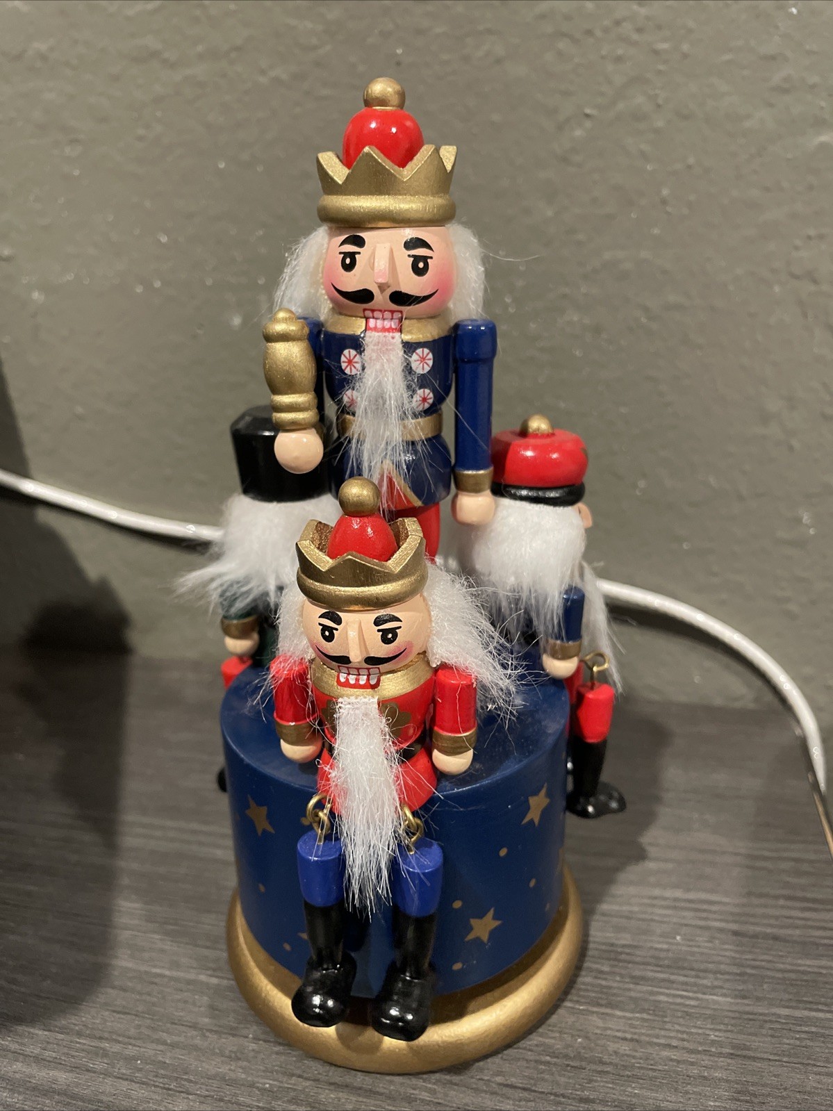 Christmas Nutcracker Musical Box Rotating Wooden Soldier Toy Holiday Home Decor