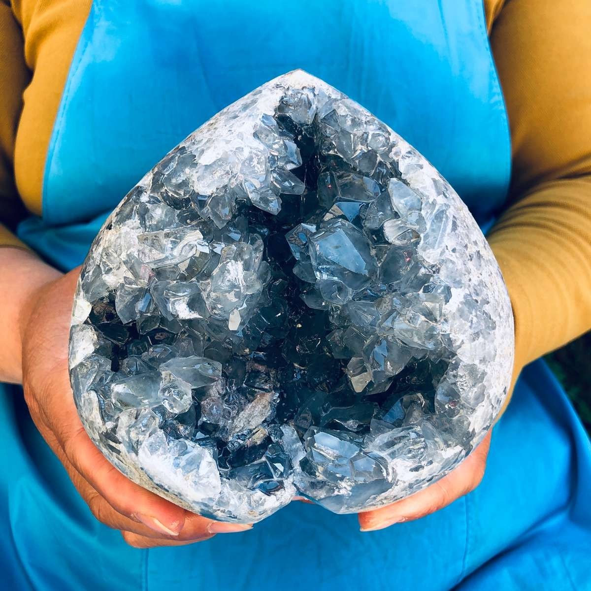4.57LB Natural Blue Celestite Geode Quartz Crystal Mineral Specimen Healing