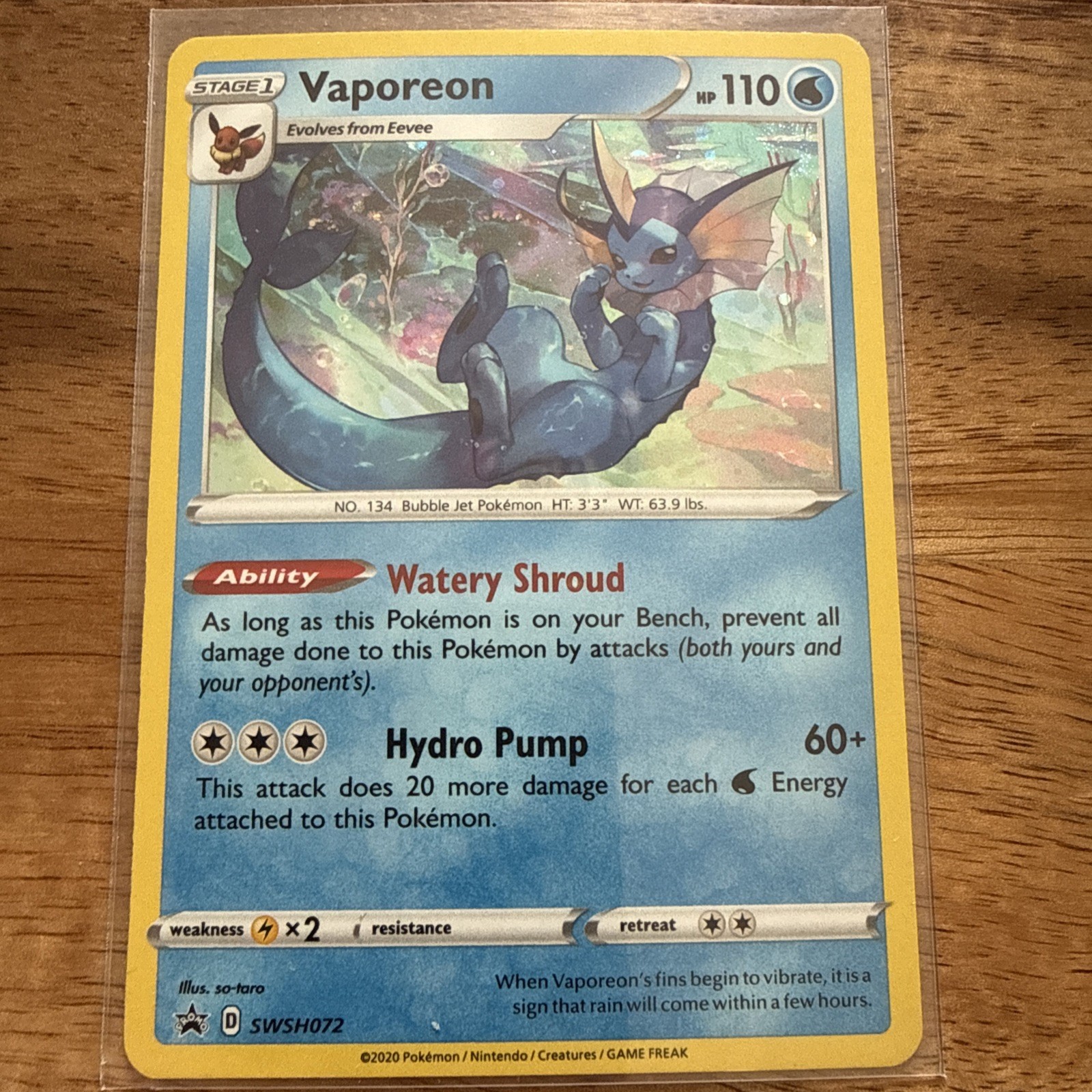Vaporeon SWSH072 Holo Promo Sword & Shield Promo Pokemon Near Mint