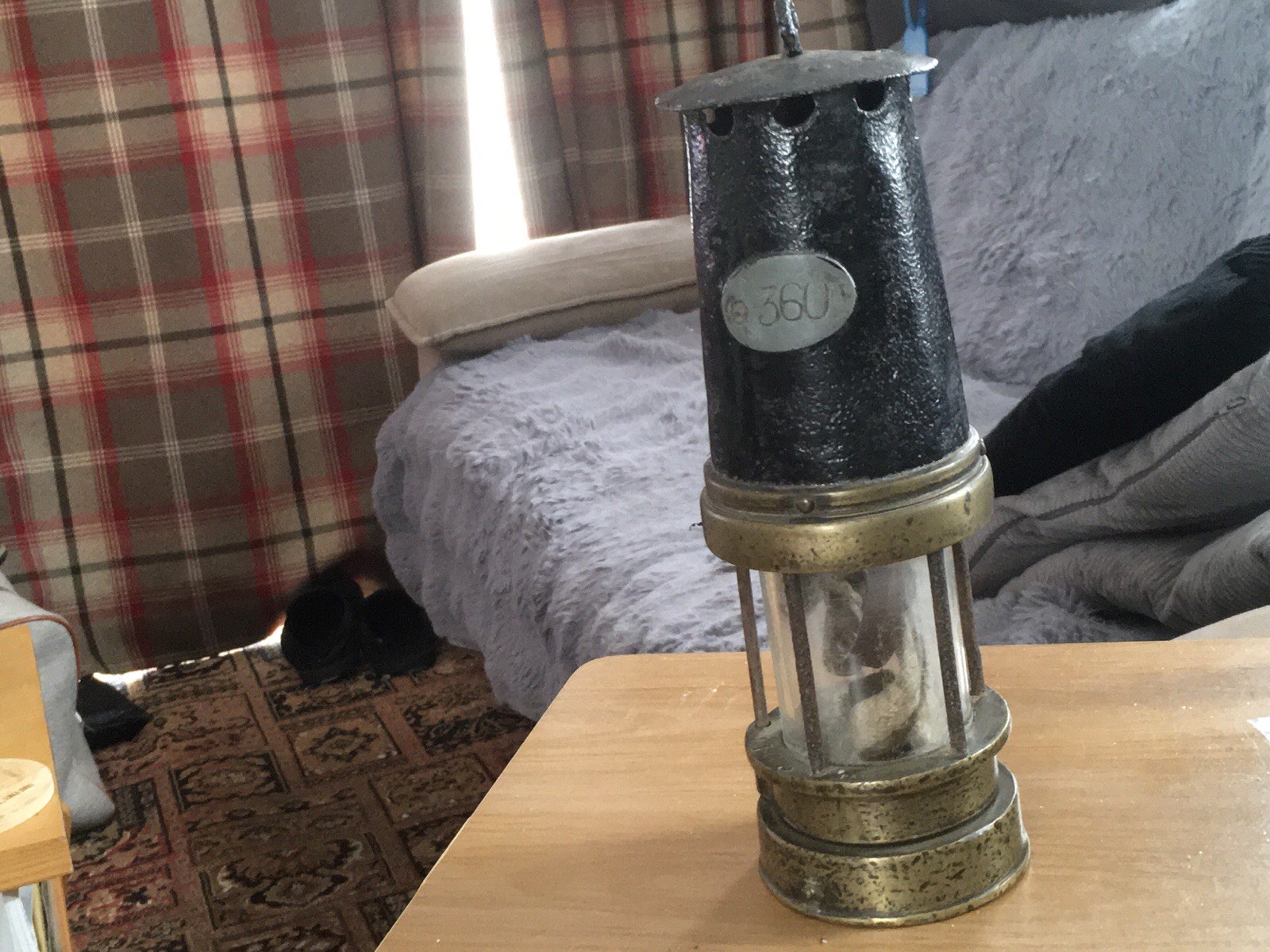 Vintage Patterson A 1 Brass miners lamp. 306 on top 1163 All around patent