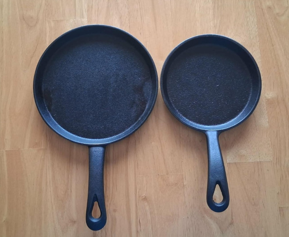Cast Iron Flat Skillets 5 & 6 Inches Pre-owned Condition Great for Camping BBQ