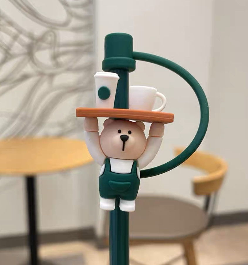 NEW Straw Cups Plug Cute Topper Silicone Cover Tip for Starbucks 6-8mm Straw！