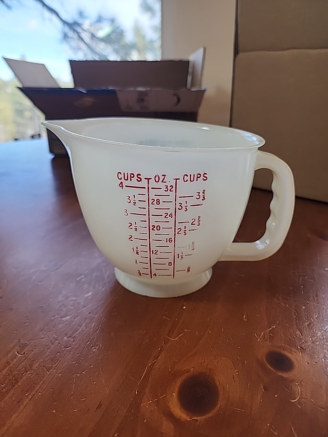 Tupperware Mix N Store Measuring Pitcher Bowl 1 Quart 4 Cup 1288-3 Red/Blue