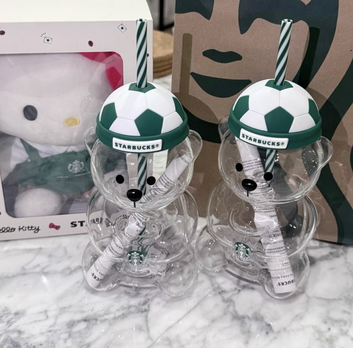 2026 New FIFA World Cup Starbucks Bearista Bear Glass Tumbler Football Cups 20oz