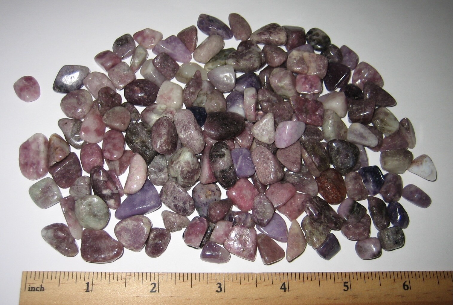 1/2lb OF TUMBLED POLISHED 0.2″- 0.7″ NATURAL PURPLE LEPIDOLITE STONES ~ 238g *3
