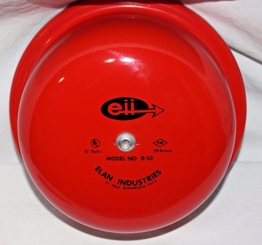 Vintage Fire Alarm Bell Model B-50 by Elan Industries eii 12 Volts 0.29A