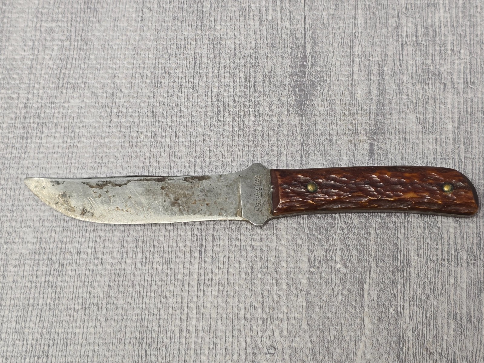 Vintage (1920-40) Remington UMC RH4 Fixed Blade Jigged Bone Knife + Sheath – USA