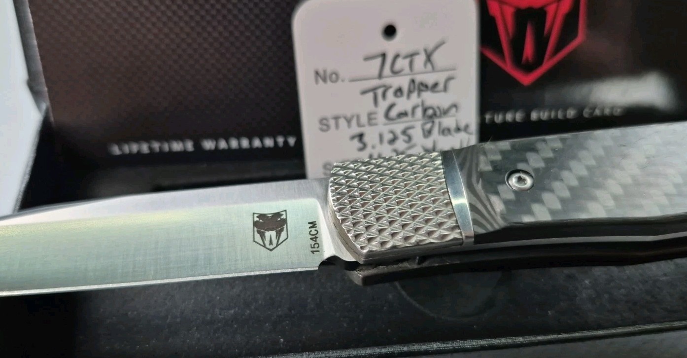 CobraTec Trapper Hidden Release Carbon Fiber 154CM Blade NIB Lifetime Warranty