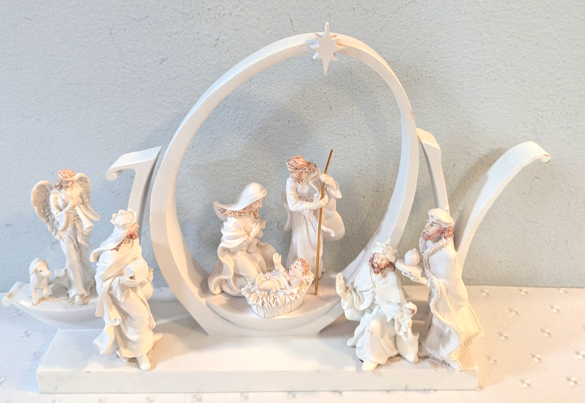 JOY To The World Nativity Scene Figurine- Beautiful Details – 7.5″x12″x3″