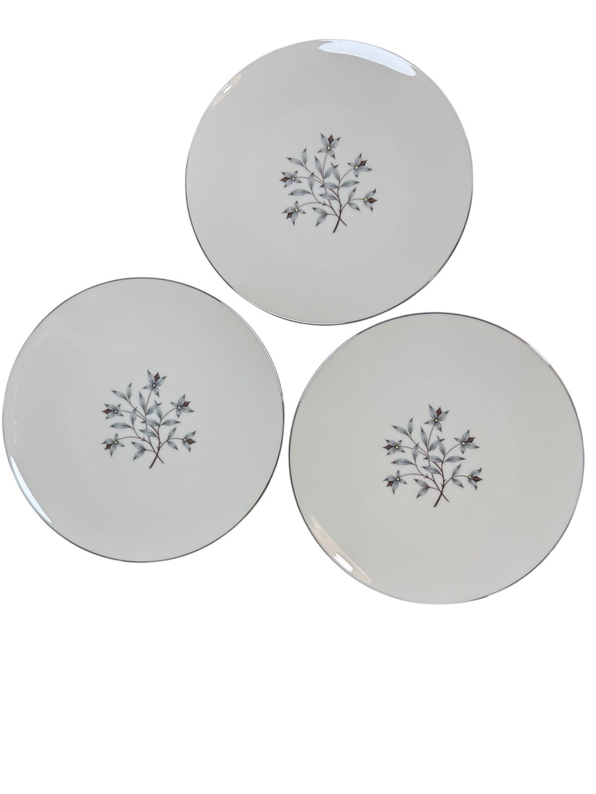 Lot of 3 Princess by Lenox X-516 Dinner Plates Set 10 3/8″ Silver Trimmed