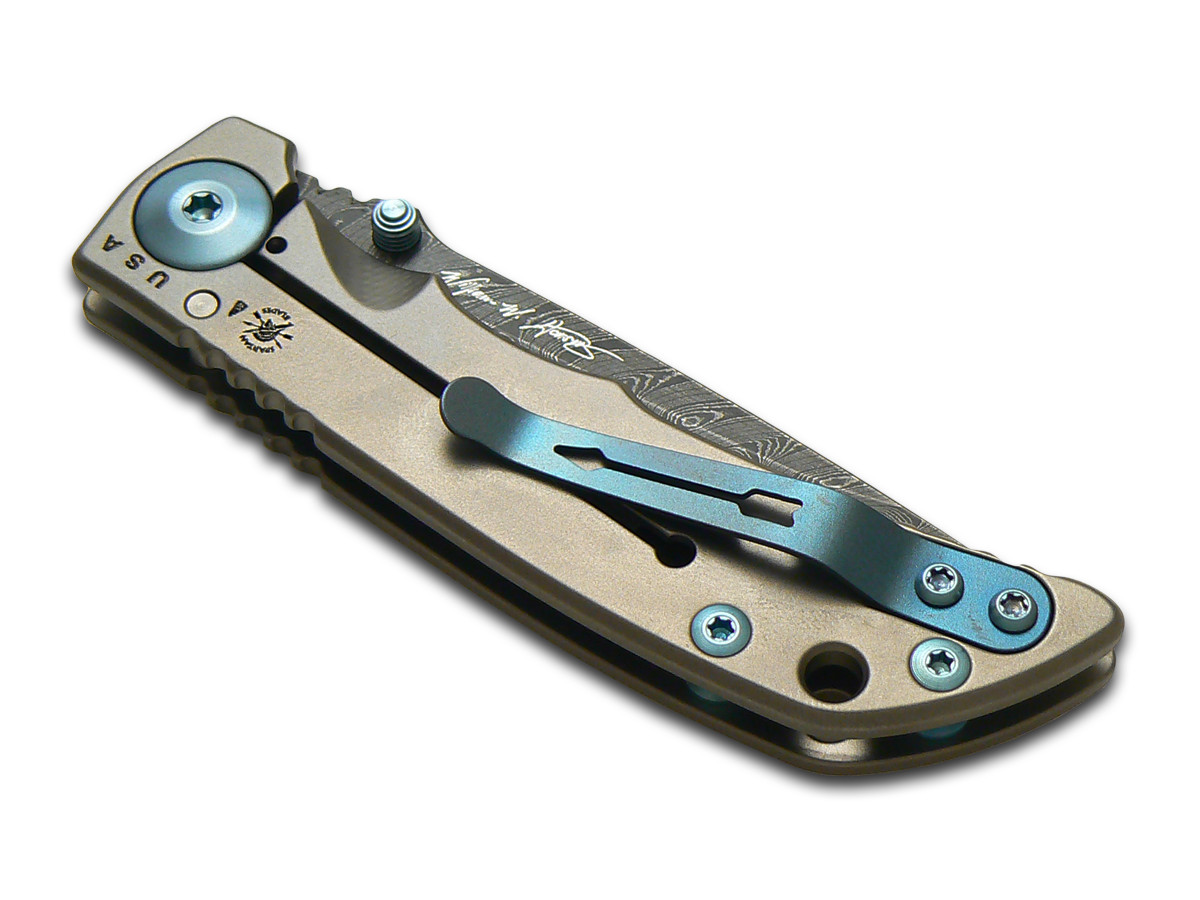 Spartan Blades Harsey Folder 3.25 SF10DMBL Titanium Damascus Steel Pocket Knife