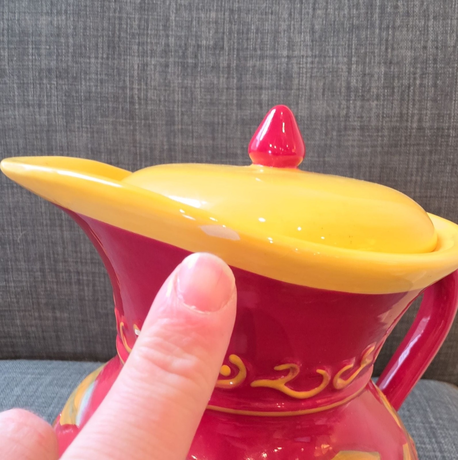 Nonni’s Biscotti Hand Painted Embossed Apple Ceramic Pitcher with Lid