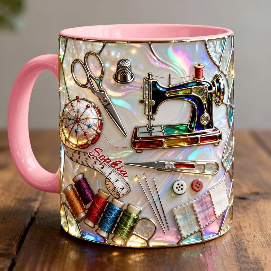 Personalized Sewing Mug, 3D-Effect Craft Tools Coffee Cup