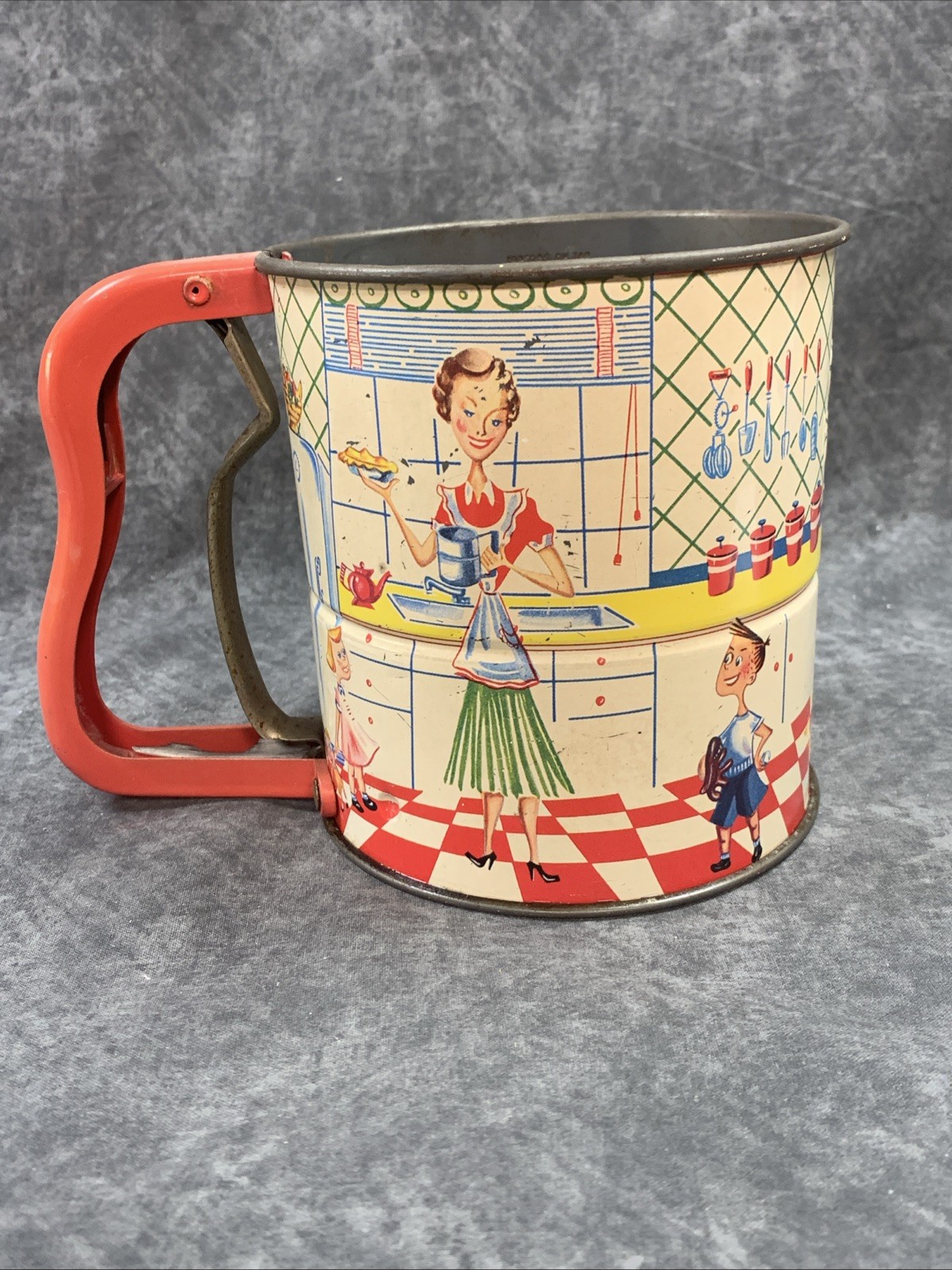 Vintage Androck 3 Screen Hand-I-Sift W/Handle Flour Sifter Retro Kitchen Decor