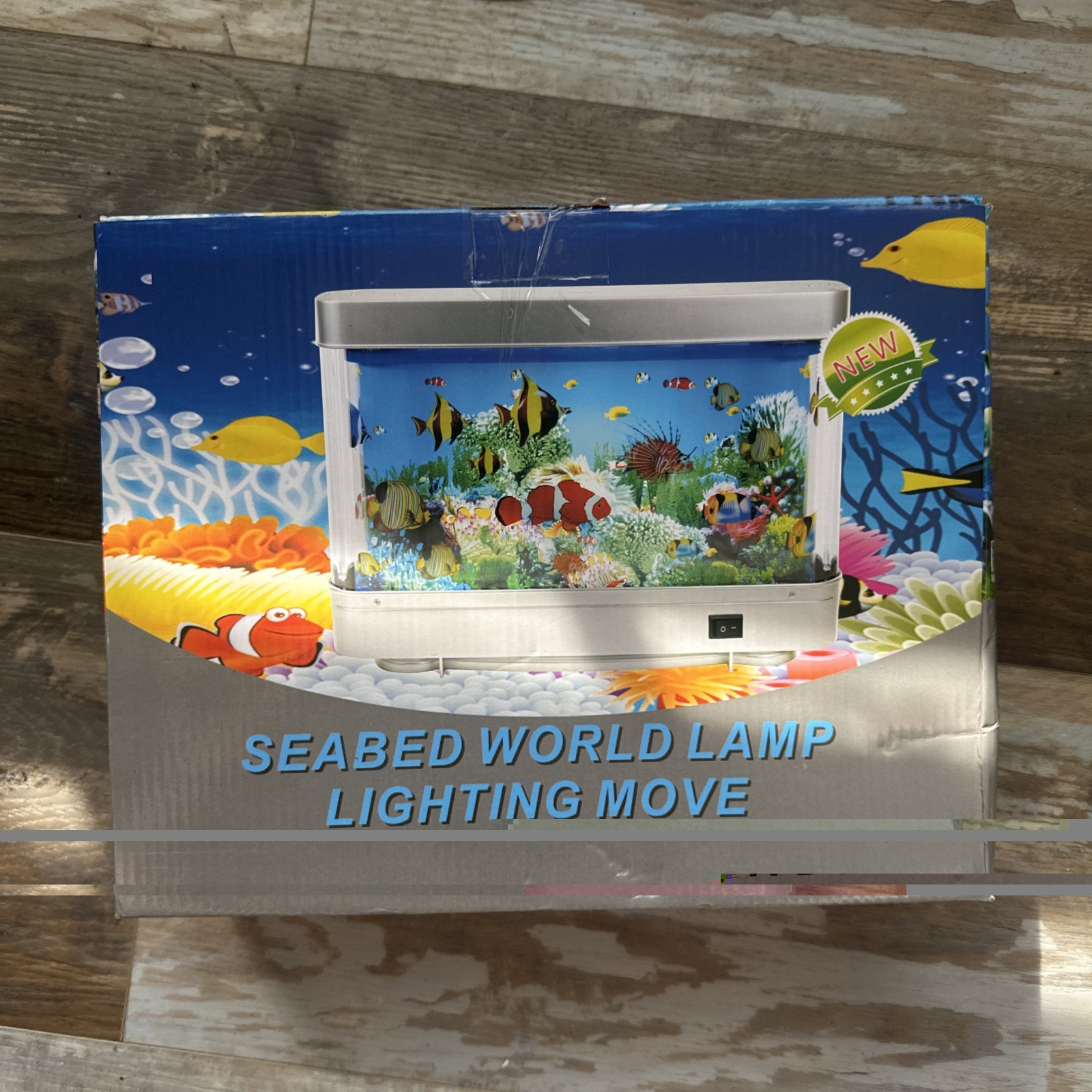 NIB Living Aquarium Dual Sided Rotating Motion Fish Night Light Virtual Ocean