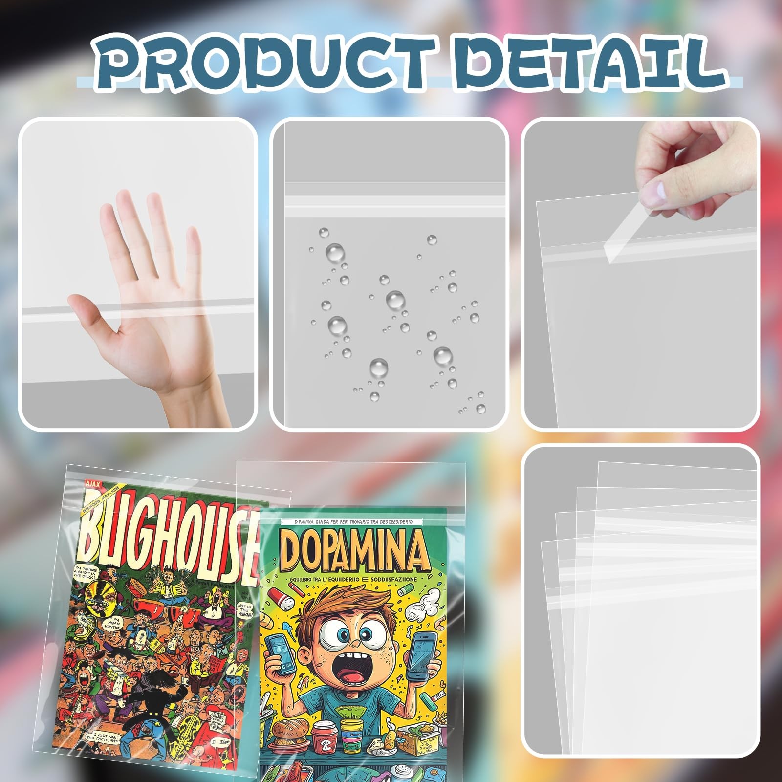VOKOY 100 Pack Resealable Current Size Comic Book 7.2 x 10.6 inches, Clear