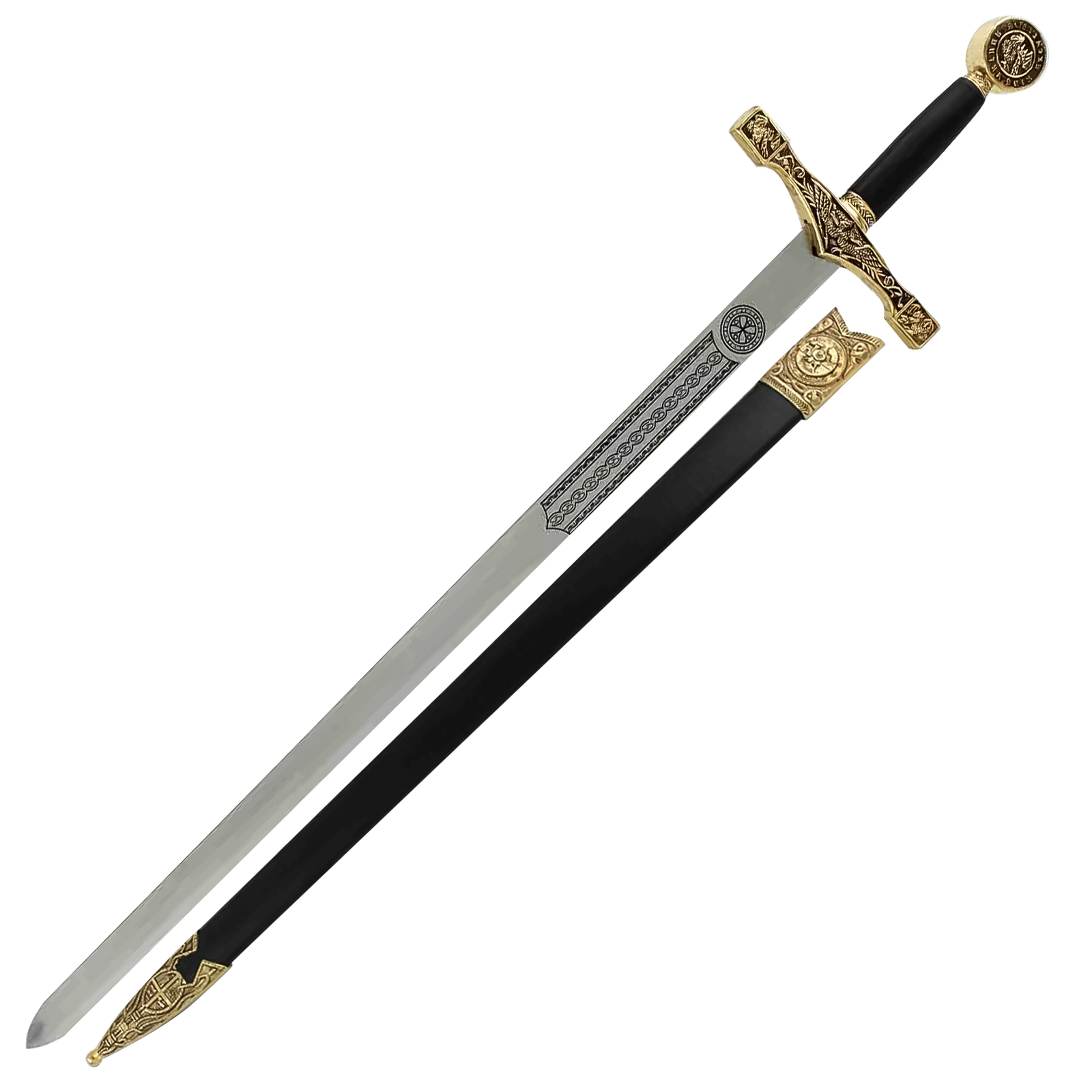 King Arthur Excalibur Longsword – Replica Medieval Knights Sword Gold-Anodized